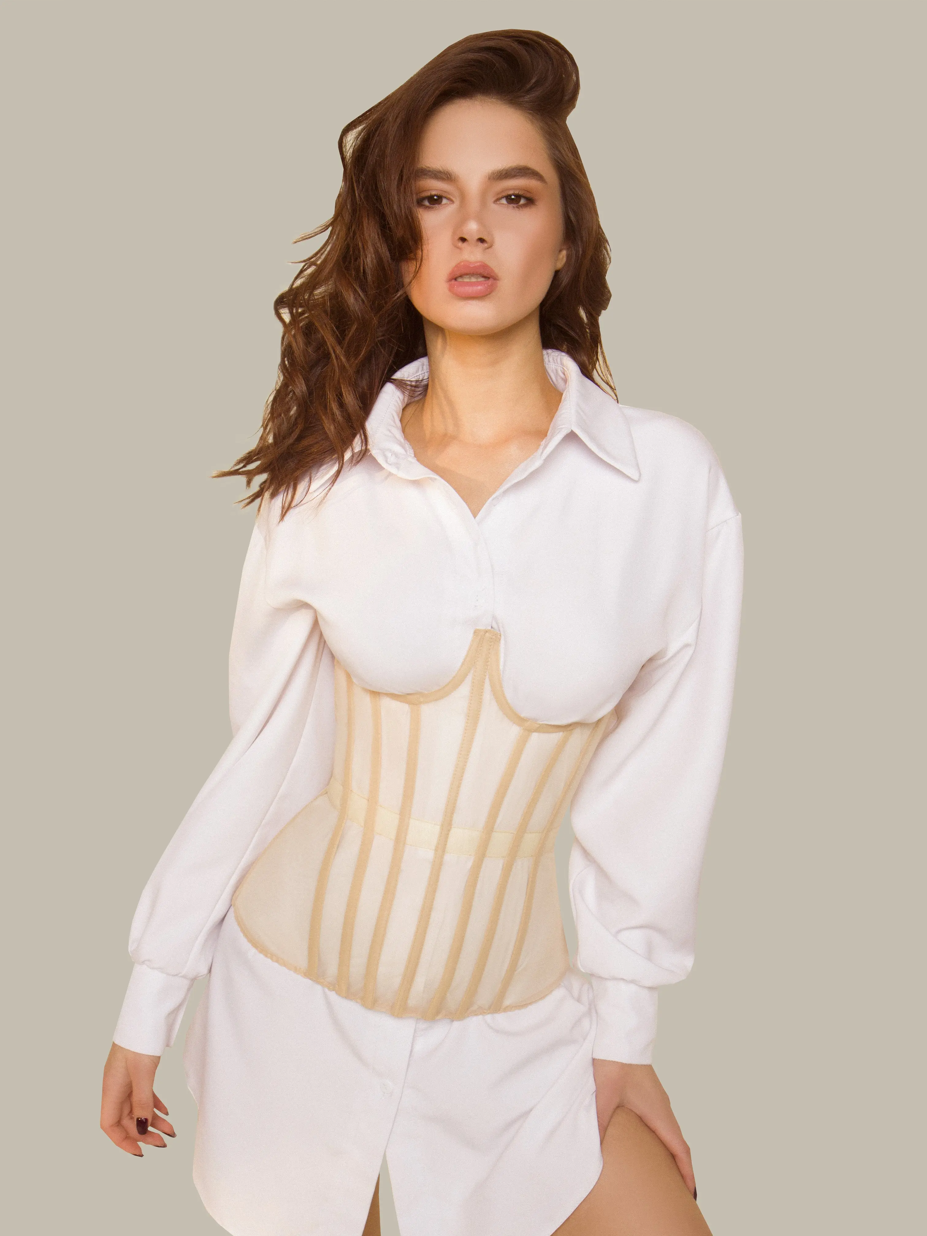 Basic Underwire Corset in Beige