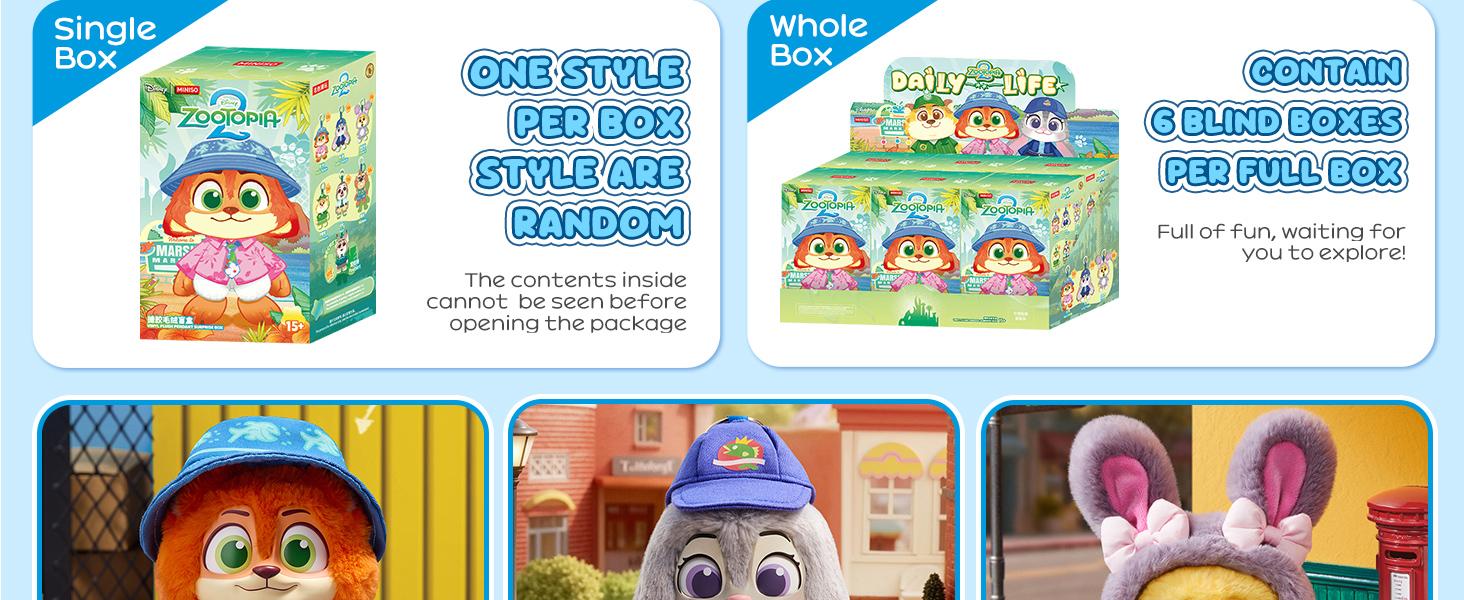 Disney Zootopia City Residents Series Vinyl Plush Blind Box, Cute Mystery Collectible Figures, Gift & Surprise Toy, Bag Pendant