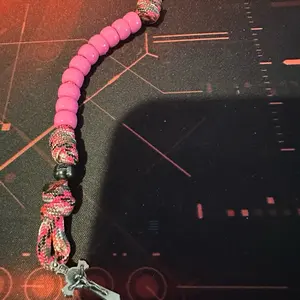 Paracord single decade pocket rosary blessed pink camo and pink