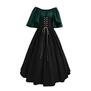 UPPADA Womens Renaissance Faire Dresses Medieval Irish Traditional plus Size Dresses Ruffle over Dress Corset Retro Cosplay Gown wedding guest dresses for women