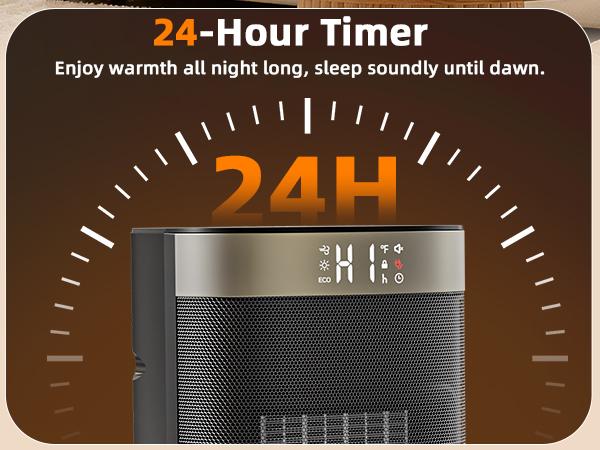 Space Heater 1500W, Fast Heating & Energy Saving Portable Electric Heater with Remote for Indoor Use, 5 Modes Adjustable Thermostat 24H Timer, Safe Quiet for Bedroom Office Home Use