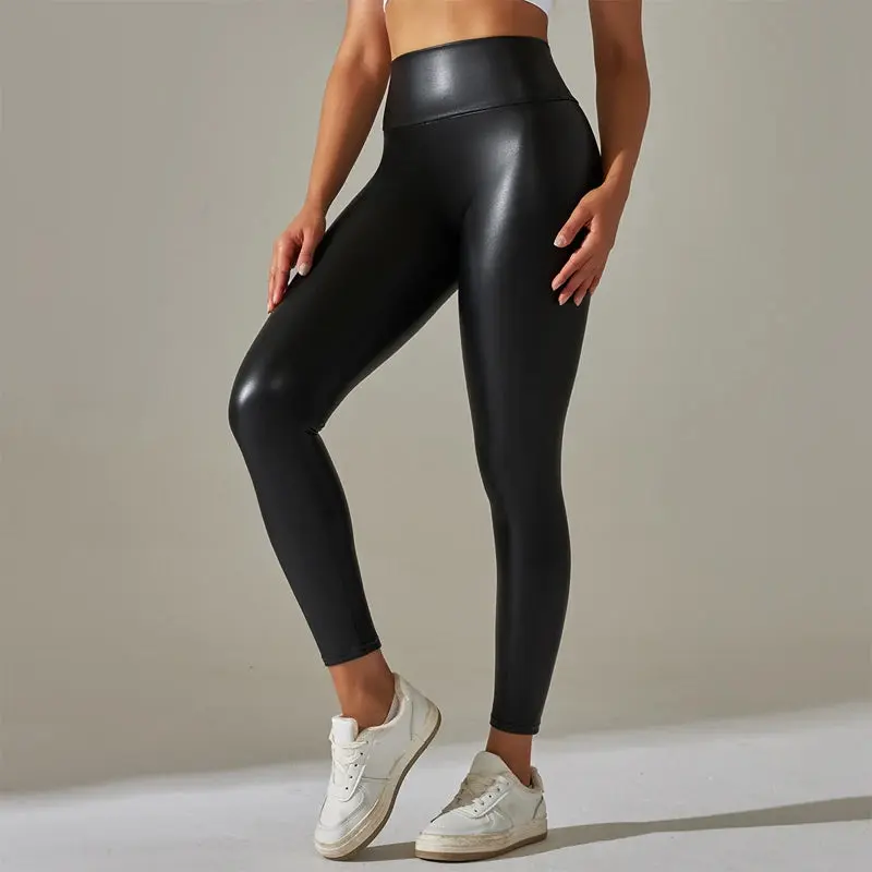 High-Waist PU Leather Leggings