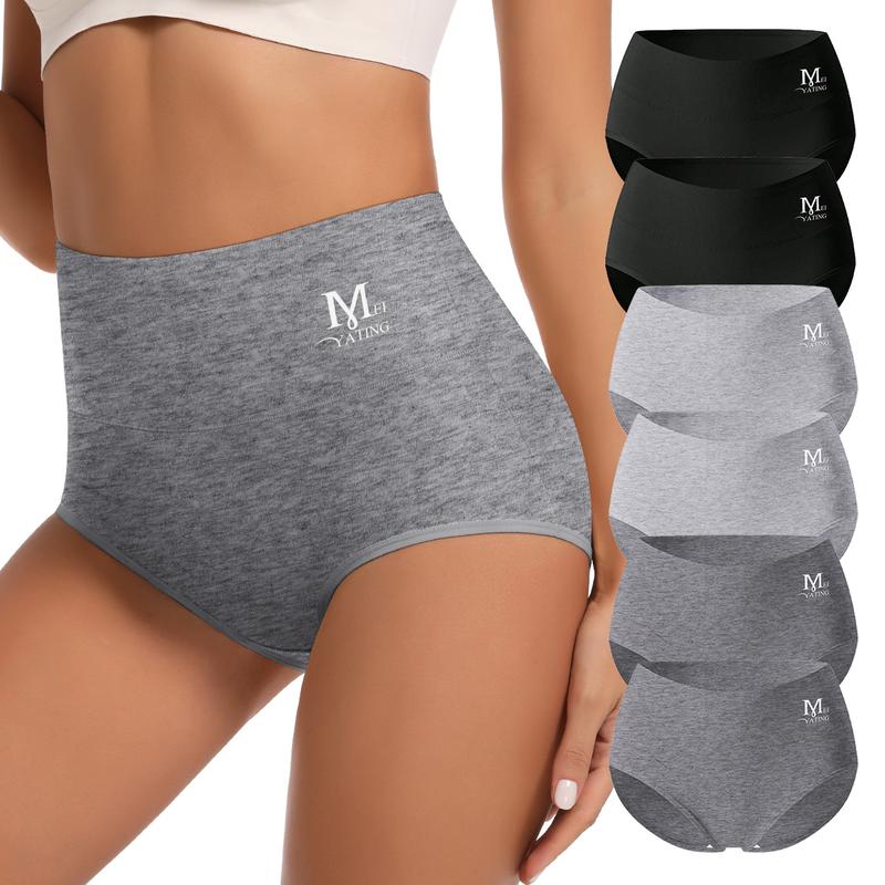 Morelect Women's High Waist Cotton Briefs,4/6/8 Pcs Super Soft Breathable Solid Color Panties for Mature Ladies,All Seasons Comfort,Womenswear