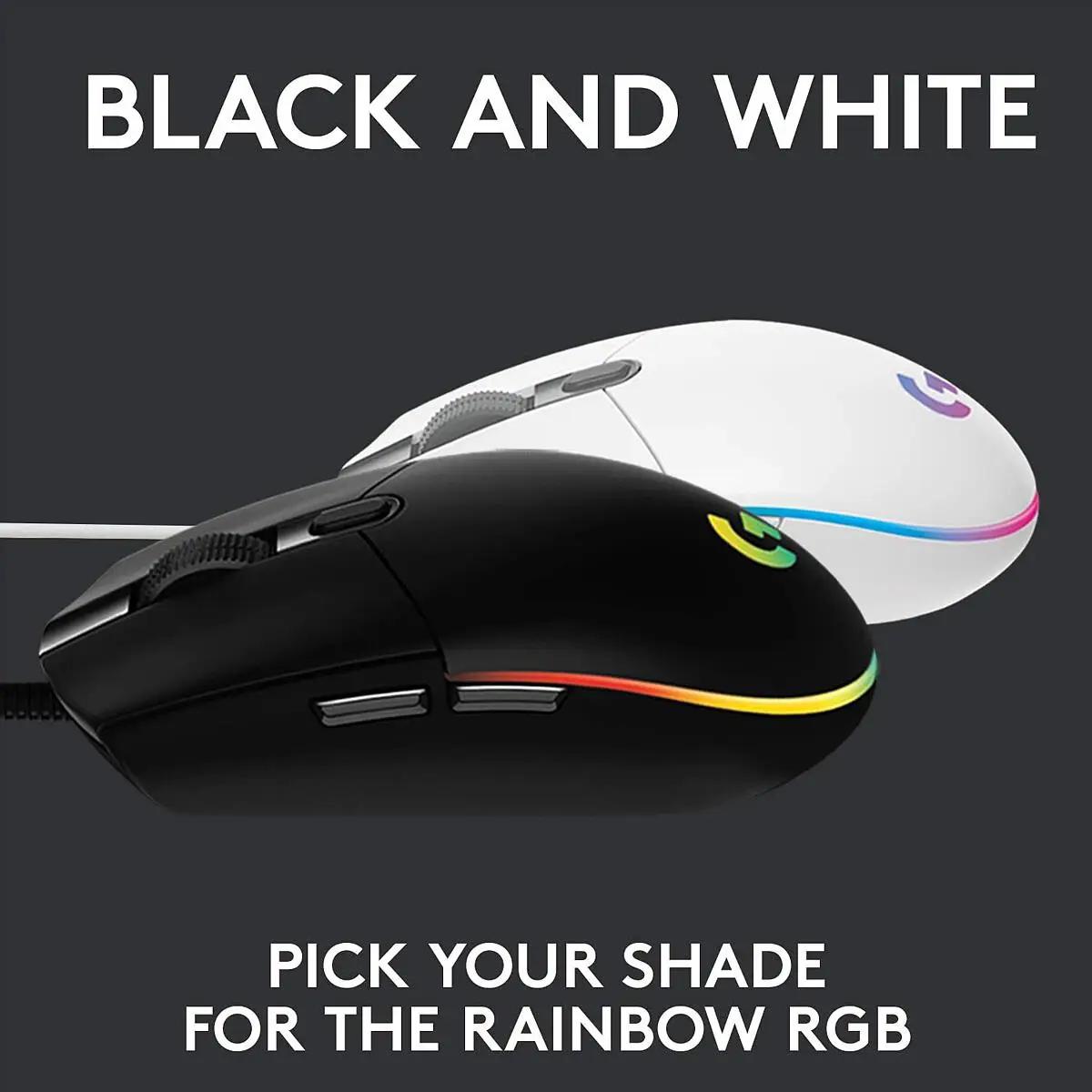 Logitech G203 Wired Gaming Mouse, 8,000 DPI, Rainbow Optical Effect LIGHTSYNC RGB, 6 Programmable Buttons, On-Board Memory, Screen Mapping, PC/Mac Computer and Laptop Compatible - Black Logitech G203 Wired Gaming Mouse, 8,000 DPI, Rainbow Optical Effect LIGHTSYNC RGB, 6 Programmable Buttons, On-Board Memory, Screen Mapping, PC/Mac Computer and Laptop Compatible - Black