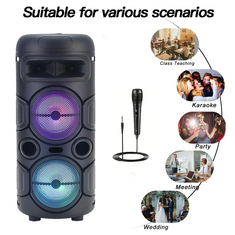 Professional Large Bluetooth Speaker with Microphone, Portable Design with Subwoofer Party Box for JBL, with LED Light, Compatible with BT/USB/TF/AUX/FM/TWS/MIC/EQ Functions, Professional Karaoke. Ideal Gift for Birthdays, Christmas, New Year.