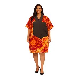 CRZ Ankara Bloom African Short Dress Embellished With Aso Oke