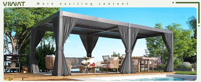 Aluminum 10x20 FT Louvered Pergola, Outdoor Pergola with Adjustable Louvered Roof Outdoor Patio Shade Cover, Waterproof & Rustproof Aluminum Gazebo for Backyard and Garden, Gray