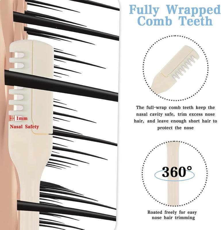 JPHYLL Professional Nasal Hair Trimmer & Ear Cleaner 2-in-1 with 360° Rotating Heads 12 Replaceable Heads for Safe Painless Personal Hygiene