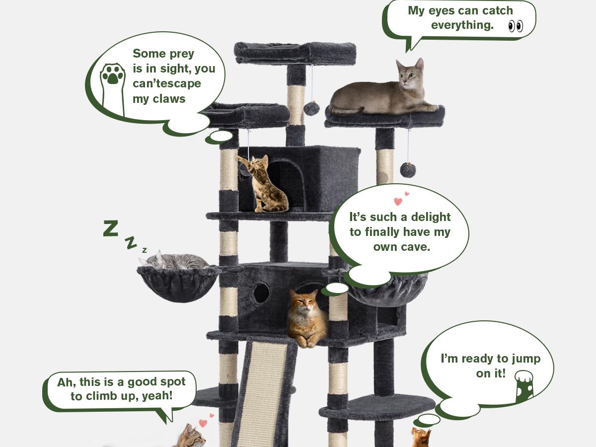 MUTICOR 68in Premium Heavy-Duty Cat Tree for Large Cats/Big Cat Tower with Cat Condo/Cozy Plush Cat Perches/Sisal Scratching Posts and Hammocks/Cat Activity Center#TikTokShopBlackFriday #ChristmasGifts