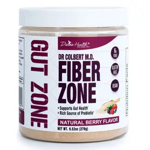 Dr Colbert, MD Fiber Zone Powder | Berry Flavor | Prebiotics, Insoluble & Soluble Fiber | Psyllium Husk | Inulin | Recommended in Keto Zone Diet & Healthy Gut Zone | 9.52 oz | 30 Servings