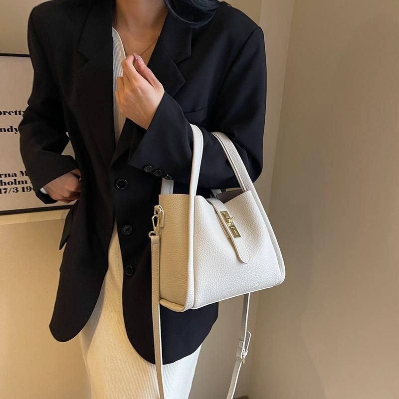 2026 Women's Elegant Solid Color Handbag, Fashion  Leather Shoulder Bag for Daily Used, Casual Trendy Versatile High-quality Commuting Bag, Girl Fashionable Bag,  Tote Satchel PU
