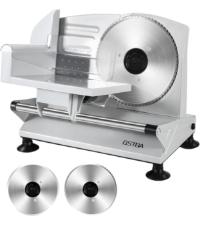 Meat Slicer 200W Electric Deli Food Slicer with 2 Removable 7.5" Stainless Steel Blades, Adjustable Thickness, Child Lock Protection, Easy to Clean