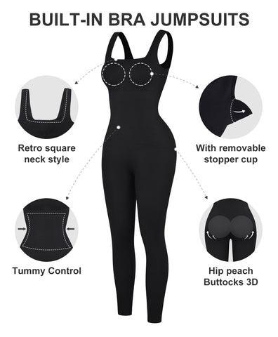Popilush Seamless Square Neck Sport Jumpsuit  Minimalistic Activewear - Live