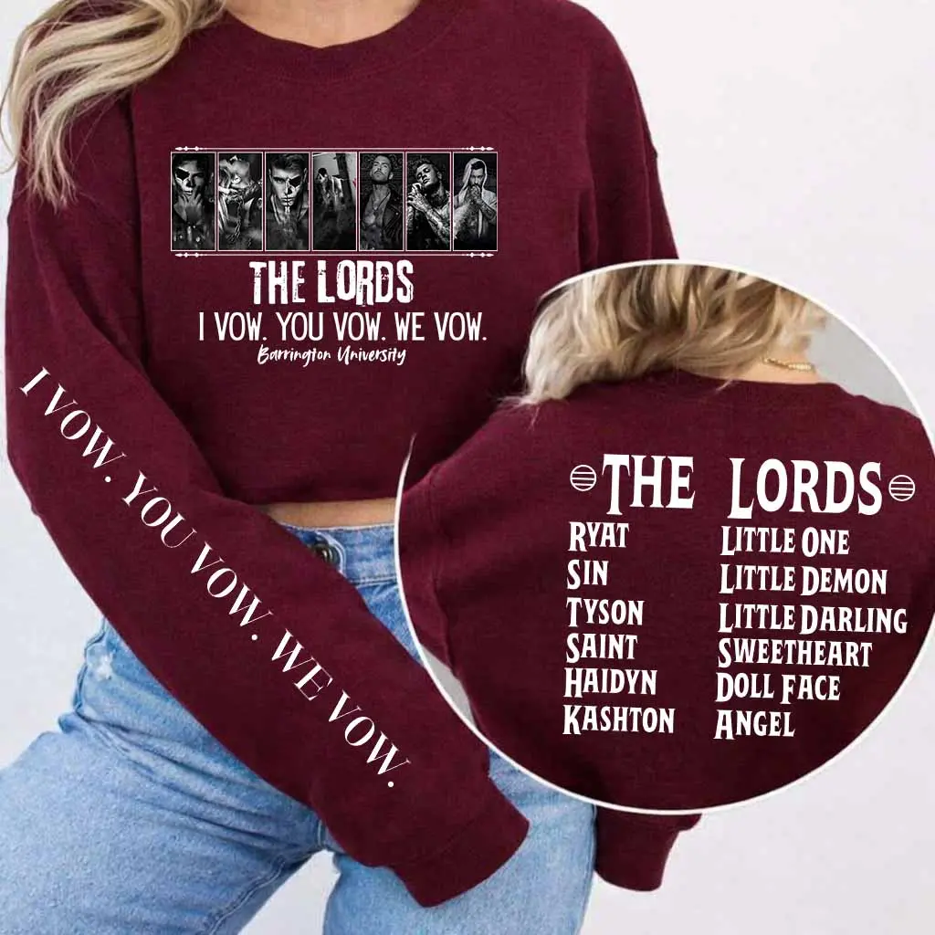 Vintage The Lords Series Sweatshirt, Chaotic Book Hoodie, Barrington University Sweater, Smut Merch Tee, Dark Romance Book Lover, I Vow You Vow We Vow Crewneck