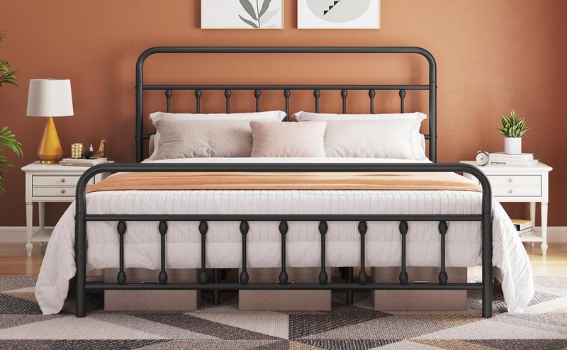 【Heavy Duty】Yaheetech Metal Bed Frame with High Headboard and Footboard, Twin/Full/Queen/King Sizes, Vintage Industrial Style, Under Bed Storage 【Heavy Duty】Yaheetech Metal Bed Frame with High Headboard and Footboard, Twin/Full/Queen/King Sizes, Vintage Industrial Style, Under Bed Storage