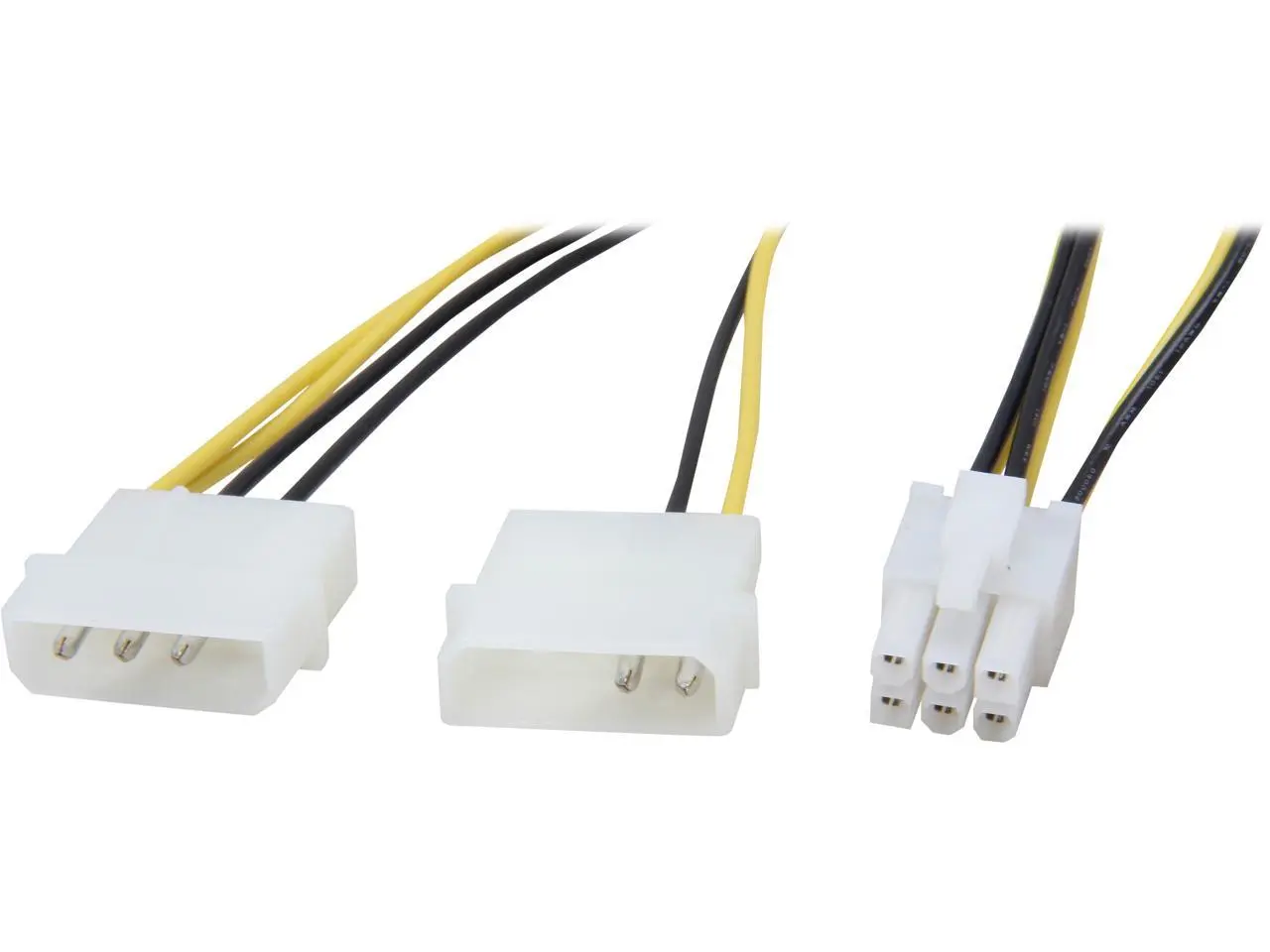 Nippon Labs POW-20308 8 in. PCI Express 6 Pin to 5.25 Male x 2DC Adaptor Cable Male to Male