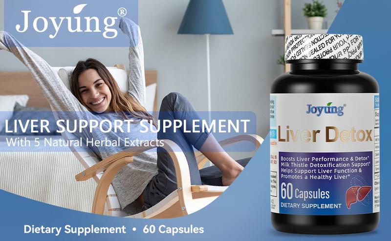 JOYUNG Liver Support with 540mg Milk Thistle, Artichoke, Dandelion, Licorice & Turmeric | Boosts Liver Performance & Detoxification, Supports Liver Function, Promotes Healthy Liver, Natural Herbal Liver Detox Supplement, 60 Capsules