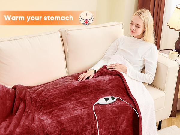 Greenoak Heated Blanket Electric Throw 50"X60", Heating Blanket with 10 Heat Levels 8 Hours Auto-Off,Fleece Soft Christmas Blanket,Gifts for Grandma Seniors Mom