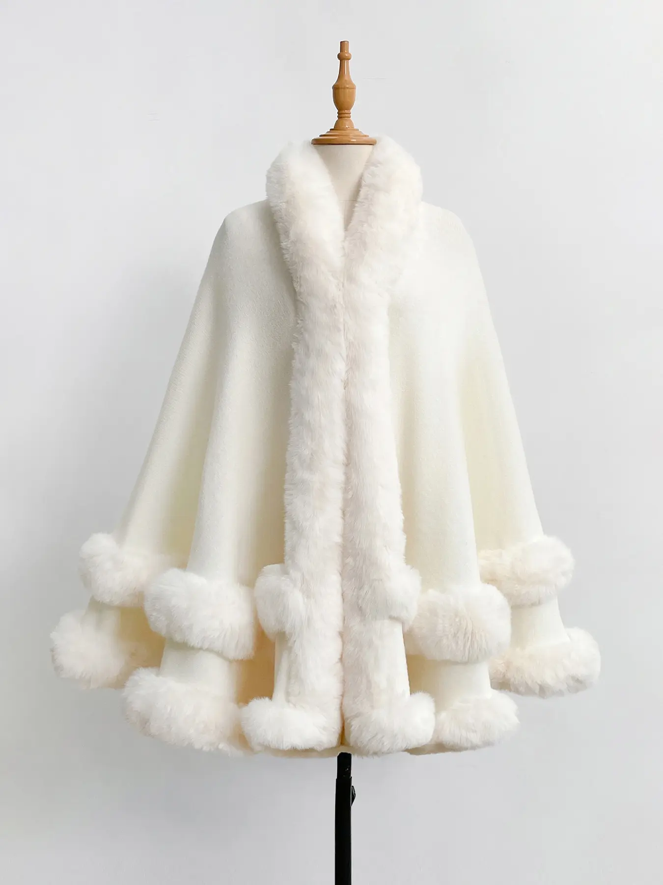 Luxury Plush Hooded Cape Shawl Poncho, Imitation Fur Design, Ideal for Air-Conditioned Rooms, Cozy Home & Party Use, Fall Winter Casual Wear