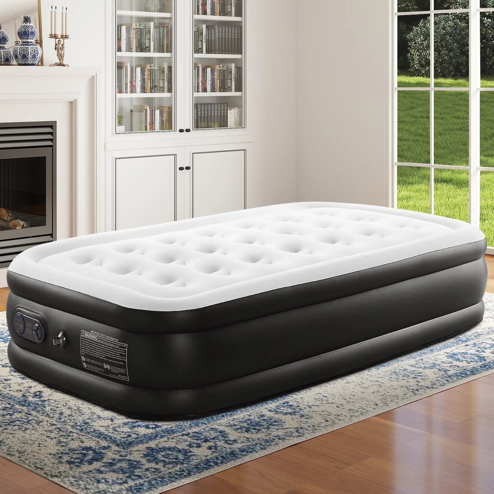 CONCETTA 16" Inflatable Airbed For Bedroom Rest Twin Size Air Mattress Comfortable Support Built-in Pump Quick Bed