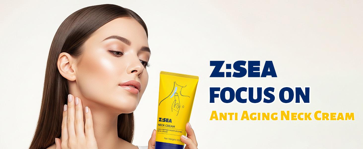 Z:SEA Peptide Moisturizing Neck Cream 100g - Plant Squalane for Dry Lines, Liquid Formula for Quick Absorption, Body Care Moisturizer