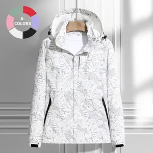 LEDUNTINO Women's Camouflage Outdoor Jacket Windproof Rainproof Removable Hood for Hiking Camping Spring Autumn Winter Ideal Gift for Adventurers