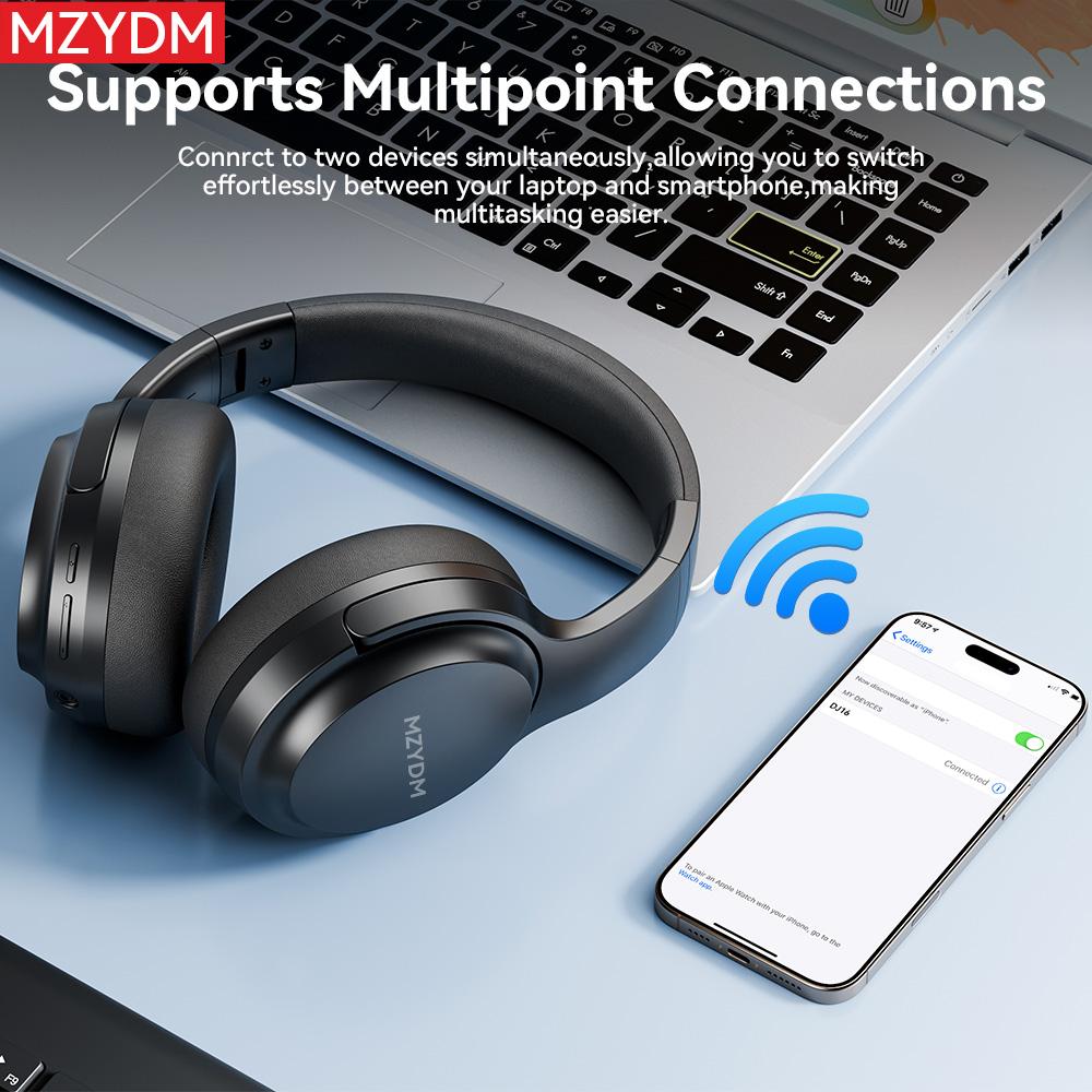 MZYDM Bluetooth Wireless Over-Ear Headphones Foldable Active Noise Canceling Hi-Res Audio 70 Hours Battery Life Lightweight Portable with Microphone for iOS PC Android Ideal for Home Office Business Trips