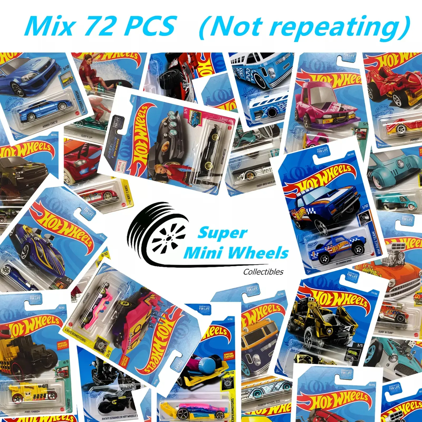 Hot Wheels Basic Lot 72 Pcs Not repeating - (Random Cars)