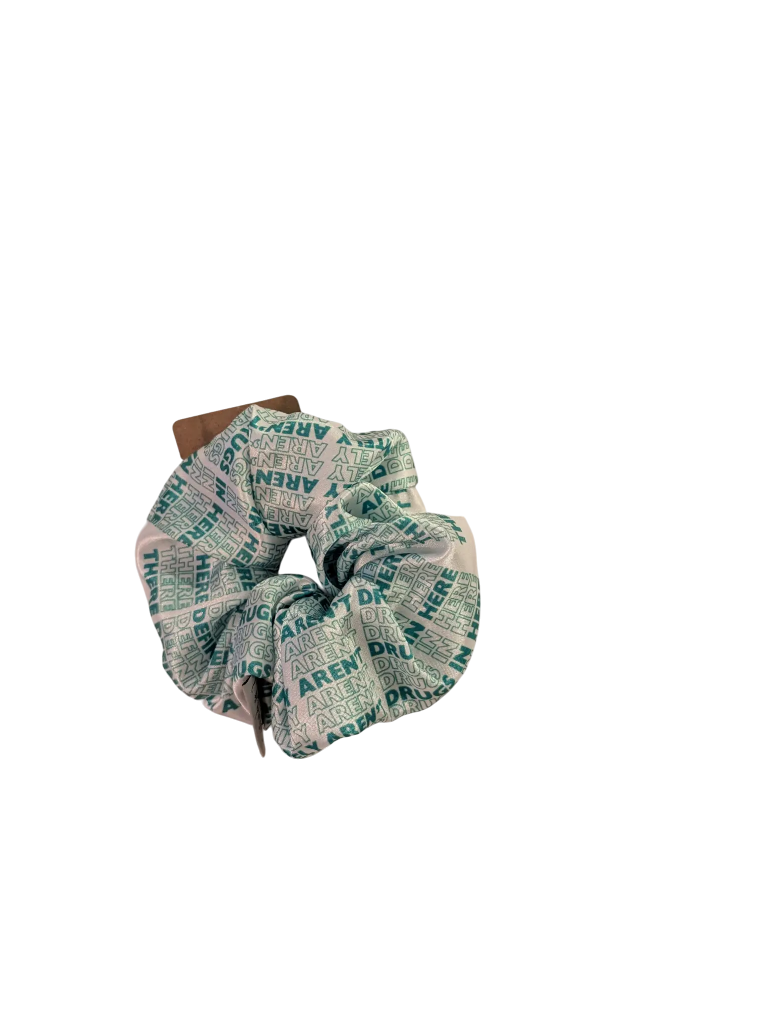 "There definitely aren't drugs in here" Satin Handmade Zipper Pocket Scrunchie 6 Inches Soft 100% Polyester Design with Hidden Pocket
