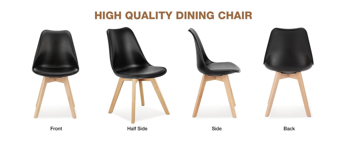 Dining Chairs Set of 4 Mid-Century Modern Dinning Chairs, Living Room Bedroom Outdoor Lounge Chair PU Leather Cushion and Wood Legs