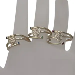 Oroconda Jewelry 14k Heart Ring With Spiral Design and Adorned With Zirconia Available in Red, Blue, and Green