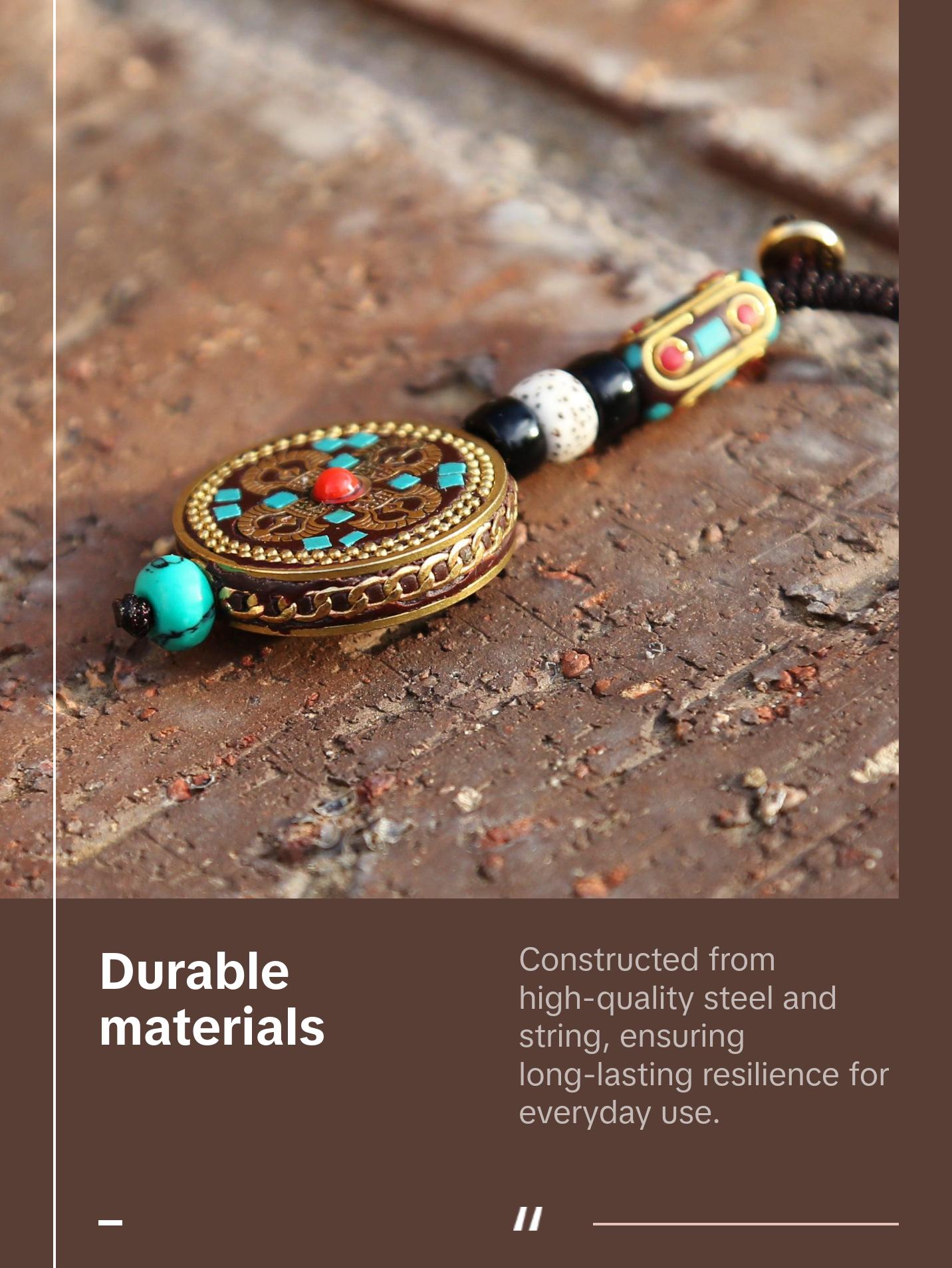 Tibetan Buddhist Vajra Protection Keychain Zipper Charm, Buddhism Rearview Mirror Charm, Chinese FengShui Car Charm Lanyard Keychain (R)