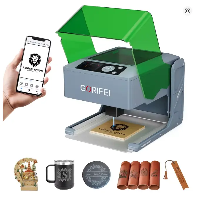 GORIFEI F1 Portable Laser Engraver Machine 3W Edition with Display Screen 3.94″× 3.94″ Working Area for DIY Project Custom Gift Festive Decor Maker Small Business Plug & Play Beginner-friendly