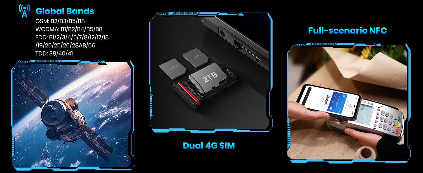 FOSSIBOT F114 Rugged Smartphone Unlocked, 16GB+128GB/2TB Android 15 Rugged Phone, 5000mAh Battery Cellphone,50MP+2MP+8MP Camera,Dual SIM 4G Phone,IP68 / IP69K, NFC