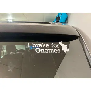 Car Funny I Brake for Gnomes Weatherproof Vinyl Decal Viral TikTok Car Decal 7 x 2.5 Inches Waterproof Adhesive Material shop sticker