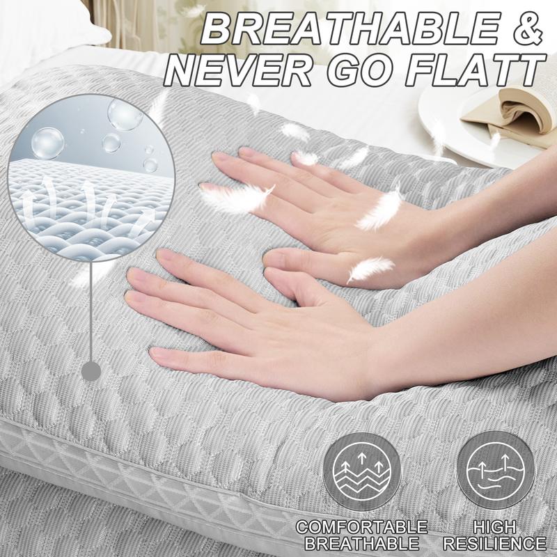 2PCS Raybee Luxury Neck Pillows -Queen Size ,Adjustable Hotel Quality Pillow for Sleeping,Breathable Fabric with Gentle Massage Dots,Festival gifts, Decor Bedroom Accessories [Black Friday]