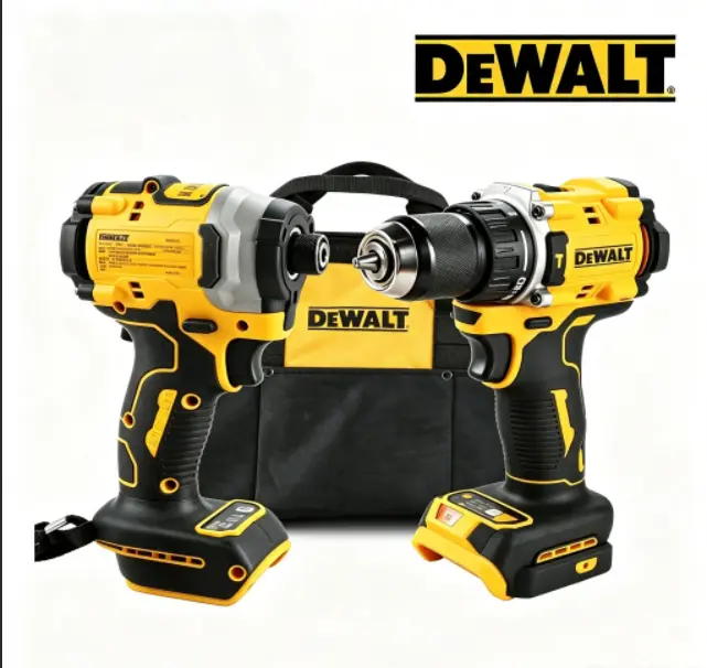 DEWALT Compact Cordless Impact Drill & Driver Set - DCF850 Impact Driver, DCD805 Drill, with Included Tool Bag reverse function high torque hand tool industrial work truck repair brushless impact wrench light weight