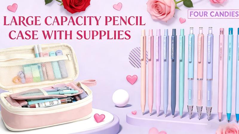Four Candies 36PCS Aesthetic School Supplies, Mechanical Pencils 0.5mm, 0.7mm, 0.9mm & 2.0mm with 624PCS Lead Refills, Cute Mechanical Pencils for Writing, Drawing & Drafting, Student Essentials, school supplies art work, Ideal Christmas Gift for Kids
