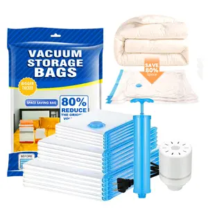 Vacuum Packing Pump Storage Bags-Electric Pump + Manual Pump Travel Storage Bags Set - 15 Pack Portable Space Saver Bags for Travel & Home - Vacuum Compression Packing Seal for Clothes, Blankets, Seasonal Storage