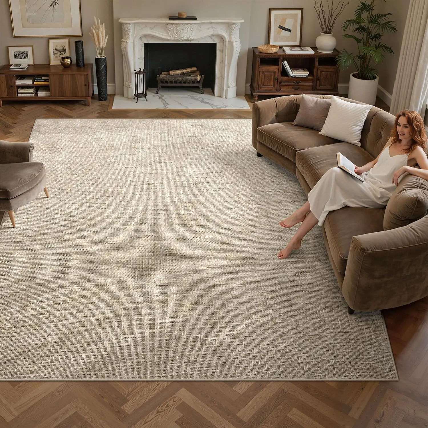 ComiComi Textured Minimalist Area Rug For Living Room,Non-Slip Machine Washable Easy Clean Carpet, Pets&Kids Friendly, Low Pile Soft Rugs For Bedroom, Home Office,Water Absorbent Laundry Room Rug, Mildew Resistant, Home Decoration Aesthetic Rug