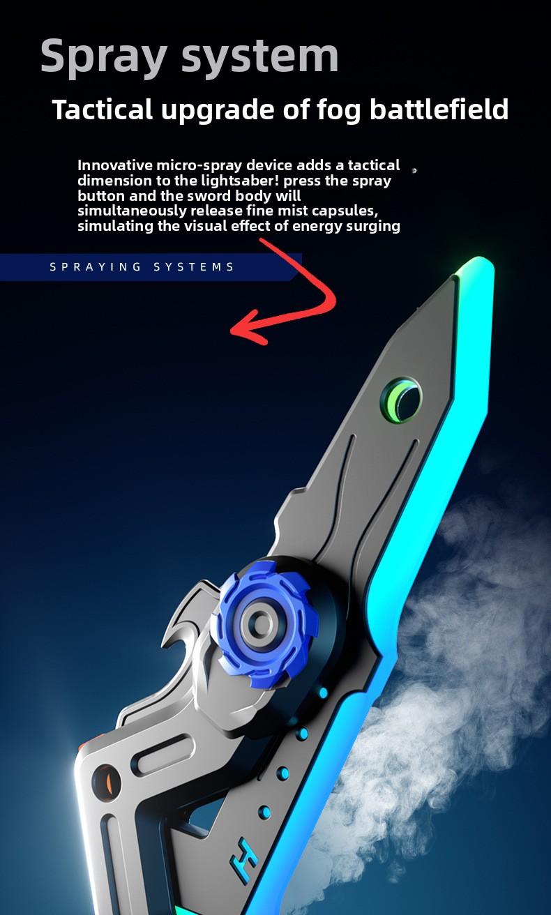 Cool Shadow Sword Ax with LED Lighting Effect 7-Color RGB Changing Atomizing Spray Transformable Dual Form Battle Ax for Role Play Party Christmas Gifts