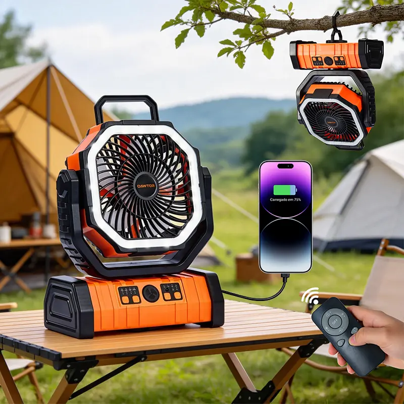 Qawtor 2026 Upgraded Version Portable Camping Fan with mist, Rechargeable Outdoor Fan, Tripod & Hanging Hook, Telescopic Stand, Digital Display, Multi-Speed Battery Fan，Modern Style，Easy Travel  Camping Fan tiktokshopbacktoschool