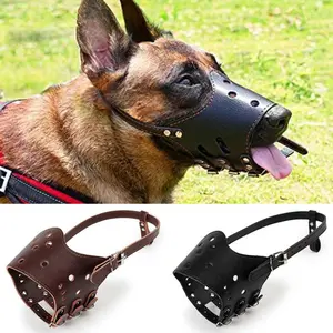 Soft Leather Muzzle for Dogs Anti-Biting Secure Adjustable and Breathable Pet Small Large Dogs Muzzle for Pitbull French Bulldog