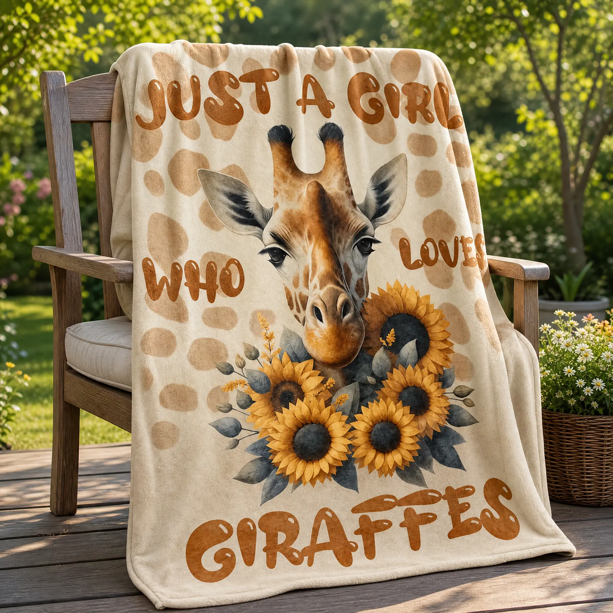 Cozy Halloween Giraffe Flannel Blanket – Soft Warm Cute Throw for Girls, Small Sofa & Bed Blanket, Comfortable Nap Blanket, Perfect Gift for Halloween, Christmas & Animal Lovers