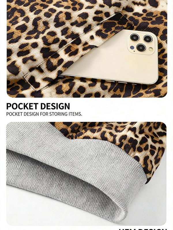Men's loose casual trendy leopard print hoodie - comfortable breathable street style jacket; features ribbed cuffs and a zippered front closure, making it perfect for everyday commutes, weekend outings, and various other occasions. One of the essential ve Men's loose casual trendy leopard print hoodie - comfortable breathable street style jacket; features ribbed cuffs and a zippered front closure, making it perfect for everyday commutes, weekend outings, and various other occasions. One of the essential ve
