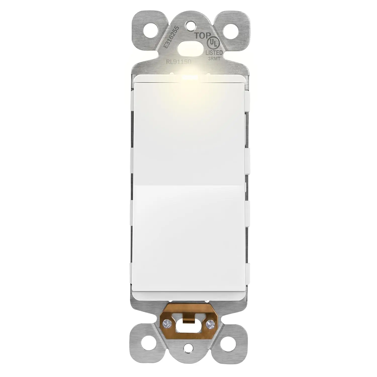 LIDER 15A Decorator Paddle Light Switch with Locator Light, LED Indicator, Single-Pole, 3-Wire