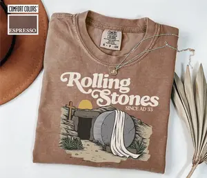 Comfort Colors Rolling Stones T-Shirt, Trendy Easter Clothing, Jesus Christ Graphic Tee, Christian Faith-Based Shirt, Unique Christian Gifts