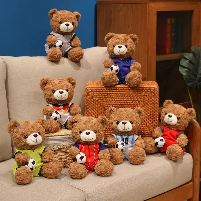 Cute Football Teddy Bear Plush Toy, Cuddly Soft and Huggable Stuffed Animal, Cute Bear Design, Perfect Birthday and Christmas Gift, Ideal for Kids