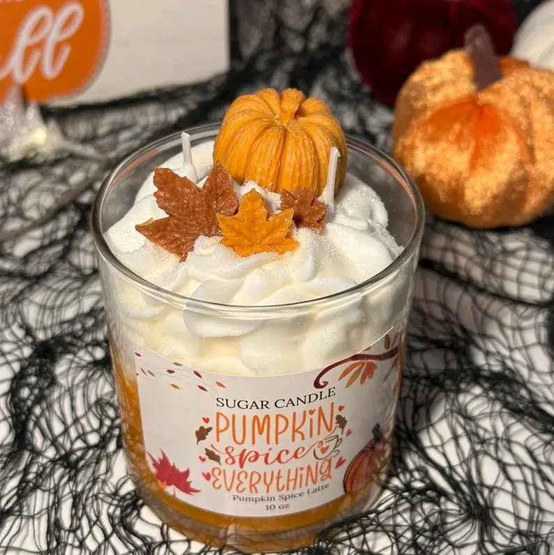 Sugar Candle Pumpkin Spice Everything Handmade Non-Toxic Cotton Wick 4 and 10 oz Made in USA