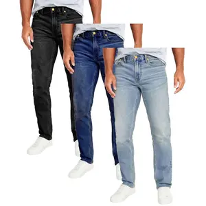 Men's 3-Pack Flex Stretch Slim Straight Jeans with 5 Pockets Denim Fabric Menswear Pants Day